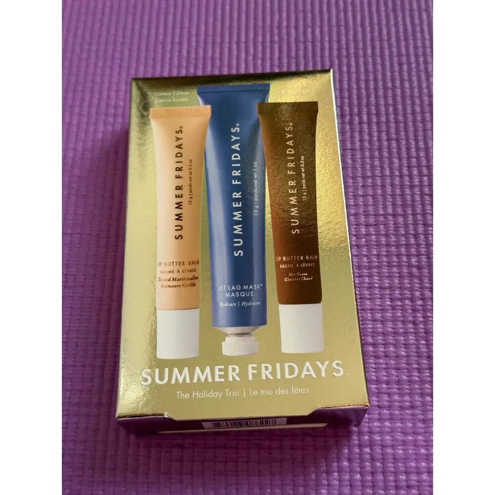 New Summer Fridays The Holiday Trio Lip Balm Set Toasted Marshmallow Hot Cocoa